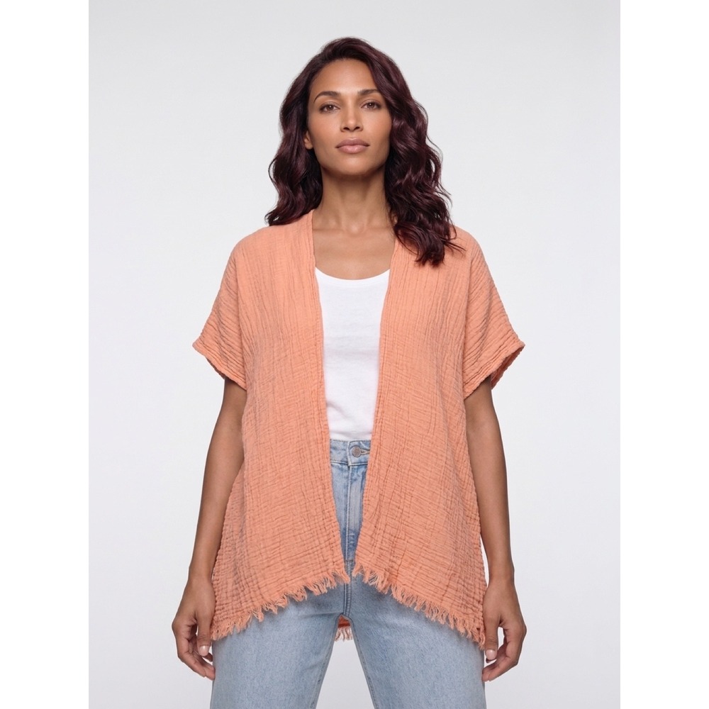 Universal Thread Peach Coral Crinkle Gauze Cotton Kimono Wrap OSFM resort cruise